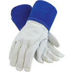 image of PIP 75-4854 Blue Large Grain, Split Goatskin Welding Glove - Wing Thumb - 11.8 in Length - 75-4854/L