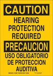 image of Brady B-401 Polystyrene Rectangle Yellow PPE Sign - 10 in Width x 7 in Height - Language English / Spanish - 122510