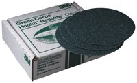 image of 3M Green Corps Green Corps Hookit Regalite 751U Coated Aluminum Oxide Green Hook & Loop Disc - Paper Backing - E Weight - 36 Grit - Very Coarse - 6 in Diameter - 00516