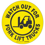 image of Brady Toughstripe B-534 Polyester Circle Yellow Truck & Forklift Warehouse Traffic Sign - 17 in Width x 17 in Height - Laminated - 104501