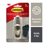image of 3M Command Forever FC13-BN-ES Nickel Hanging Hook - 1 5/8 in Width x 4 1/8 in Length