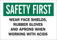 image of Brady B-302 Polyester Rectangle White Chemical Warning Sign - 10 in Width x 7 in Height - Laminated - 84477