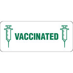 image of Brady 152583 Vaccinated Label - 1.5 in x.625 in - Polyester - White/Green - 55973