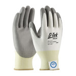 image of PIP G-Tek 3GX 19-D310 Gray/White Medium Cut-Resistant Gloves - ANSI A3 Cut Resistance - Polyurethane Palm & Fingertips Coating - 9.4 in Length - 19-D310/M