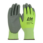 image of PIP G-Tek PolyKor 16-645LG Hi-Vis Yellow XL PolyKor Cut-Resistant Gloves - ANSI A5 Cut Resistance - Polyurethane Palm & Fingers Coating - 16-645LG/XL