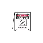 image of Brady Plastic Rectangle White Floor Stand Sign - 12 in Width x 20 in Height - 52392