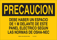 image of Brady B-555 Aluminum Rectangle Yellow Electrical Safety Sign - 10 in Width x 7 in Height - Language Spanish - 124911