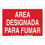 image of Brady B-302 Polyester Rectangle Red Smoking Area Sign - 10 in Width x 7 in Height - Language Spanish - 37739