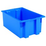 image of Akro-Mils 35190 Stackable Tote - 1.2 ft, 9 gal - Blue - 19 1/2 in x 15 1/2 in x 10 in - 35190 BLUE
