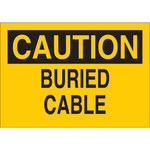 image of Brady B-555 Aluminum Rectangle Yellow Buried Cable or Line Sign - 10 in Width x 7 in Height - 43083