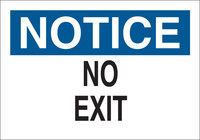 image of Brady B-302 Polyester Rectangle White No Exit Sign - 10 in Width x 7 in Height - Laminated - 84617