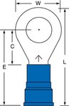 image of 3M Scotchlok MN6-12R/SK Blue Brazed Nylon Brazed Ring Terminal - 1.78 in Length - 0.81 in0.81 in Wide - 0.25 in Inside Diameter - 1/2 in Stud - 08276