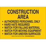 image of Brady B-555 Aluminum Rectangle Yellow Construction Site Sign - 10 in Width x 7 in Height - 126846