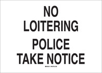 image of Brady B-120 Fiberglass Reinforced Polyester Rectangle White Loitering Sign - 20 in Width x 14 in Height - 90498