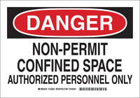 image of Brady B-555 Aluminum Rectangle White Confined Space Sign - 10 in Width x 7 in Height - 123623