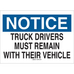 image of Brady B-120 Fiberglass Reinforced Polyester Rectangle White Truck Driver Instruction Sign - 14 in Width x 10 in Height - 69539