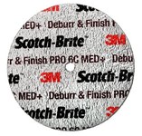image of 3M Scotch-Brite DP-UW Unitized Ceramic Precision-Shaped Grain Hard Deburr and Finish PRO Deburring Wheel - Coarse Grade - 3 in Diameter - 1/4 in Center Hole - 3/4 in Thickness - 90128
