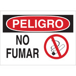image of Brady B-401 Polystyrene Rectangle White No Smoking Sign - 10 in Width x 7 in Height - Language Spanish - 39008