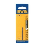 image of Irwin 1/16 in Jobber Length Drill Bit 67504 - Split 135° Point - Black Oxide Finish - 1-7/8 in Overall Length - 7/8 in Flute - M2 High-Speed Steel