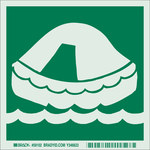 image of Brady Bradyglo B-324 Polyester Square Green IMO Evacuation Sign - 6 in Width x 6 in Height - Glow in the Dark - 59102