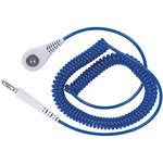 Desco Jewel Wrist Strap Single Conductor Coiled ESD Grounding Cord - 6 ft Length - 4 mm Snap - 09120