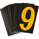 image of Bradylite 5905-9 Number Label - Yellow on Black - 1 in x 1 1/2 in - B-997 - 59059