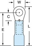 image of 3M Scotchlok MH14-10R/LK Blue Brazed Ring Terminal - 1 in Length - 0.31 in0.31 in Wide - 0.09 in Inside Diameter - #10 Stud - 06327