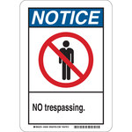 image of Brady B-555 Aluminum Rectangle White No Trespassing Sign - 10 in Width x 14 in Height - 48966