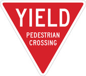 image of Brady B-959 Aluminum Triangle Red Pedestrian & Crosswalk Sign - 24 in Width x 24 in Height - 124617