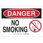image of Brady B-302 Polyester Rectangle White No Smoking Sign - 10 in Width x 7 in Height - Laminated - 132001