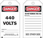 image of Brady 86540 Black / Red on White Polyester Equipment Safety Tag - 3 in Width - 5 3/4 in Height - B-851