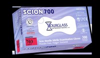 image of Hourglass HandPro Scion700 Blue Large Powder Free Exam Gloves - 9 in Length - Anti-Slip Finish - 4.7 mil Thick - 703