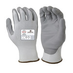 image of Armor Guys BASETEK Excel 02-018 White/Gray Large Cut-Resistant Gloves - ANSI A2 Cut Resistance - Polyurethane Palm & Fingers Coating - 02-018-L