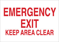 image of Brady B-555 Aluminum Rectangle White Emergency Exit Sign - 14 in Width x 10 in Height - 41043