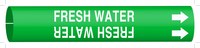 image of Brady 4186-H Strap-On Pipe Marker, 10 in to 15 in - Water - Plastic - White on Green - B-915 - 59439