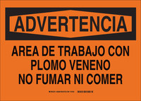 Brady B-555 Aluminum Rectangle Orange Food, Beverage & Smoking Sign - 10 in Width x 7 in Height - Language Spanish - 38286
