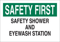 image of Brady B-555 Aluminum Rectangle White Eyewash & Shower Sign - 10 in Width x 7 in Height - 41218