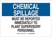 image of Brady B-555 Aluminum Rectangle White Chemical Warning Sign - 14 in Width x 10 in Height - 18253