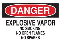 image of Brady B-555 Aluminum Rectangle White Explosives Warning Sign - 14 in Width x 10 in Height - 43230