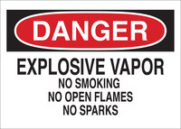 image of Brady B-555 Aluminum Rectangle White Explosives Warning Sign - 14 in Width x 10 in Height - 43230