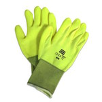 image of North NorthFlex Neon NF11HVY Yellow 9 Polyurethane Work Gloves - PVC Foam Palm Only Coating - Rough Finish - NF11HVY/9L