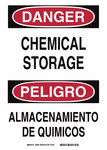 image of Brady B-401 Polystyrene Rectangle White Chemical Storage Sign - Language English / Spanish - 39068