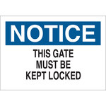 image of Brady B-120 Fiberglass Reinforced Polyester Rectangle White Gate Sign - 14 in Width x 10 in Height - 70548