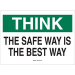 image of Brady B-120 Fiberglass Reinforced Polyester Rectangle White Safety Awareness Sign - 14 in Width x 10 in Height - 69515