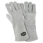 image of West Chester 9010 Gray Large Split Cowhide Welding Glove - Wing Thumb - 14 in Length - 9010/L
