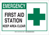 image of Brady B-401 Polystyrene Rectangle White First Aid Sign - 10 in Width x 7 in Height - 132223