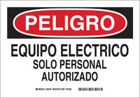 image of Brady B-401 Polystyrene Rectangle White Electrical Safety Sign - 10 in Width x 7 in Height - Language Spanish - 38705