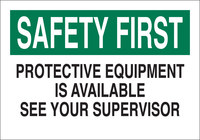 image of Brady B-555 Aluminum Rectangle White PPE Sign - 14 in Width x 10 in Height - 42820