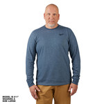 image of Milwaukee Long Sleeve Work Tee Hybrid 604BL-L - Size Large - Blue - 75290