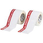 image of Brady THTEL-161-483-1-DA Die-Cut Printer Label Roll - 4 in x 4 in - Polyester - Black / Red on White - B-483 - 57086